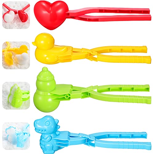 Civaner 4 Pcs Snowball Maker Clip for Kids Winter Duck Snowball Maker Toys Snowball Fights Maker for Outdoor Winter Activities Snow Games Beach Sand Toys Gifts(Retro Style)