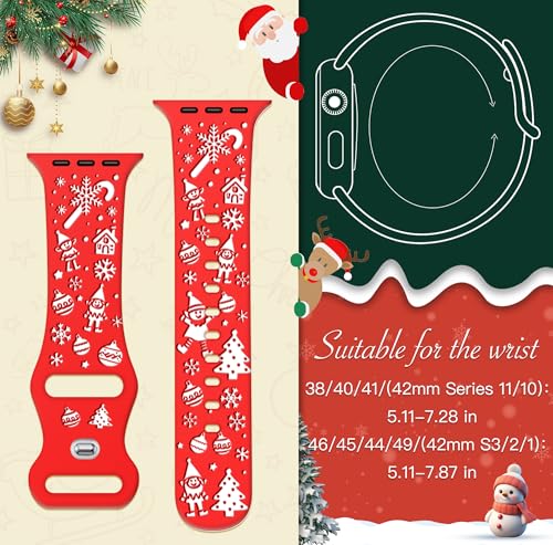 Christmas Gifts Compatible with Christmas Apple Watch Bands for Women 42mm(Series 11/10) 41mm 40mm 38mm, Adjustable Soft Silicone Santa Claus for Apple Watch SE Band Series 11 10 9 8 7 6 5 4 3 2 1