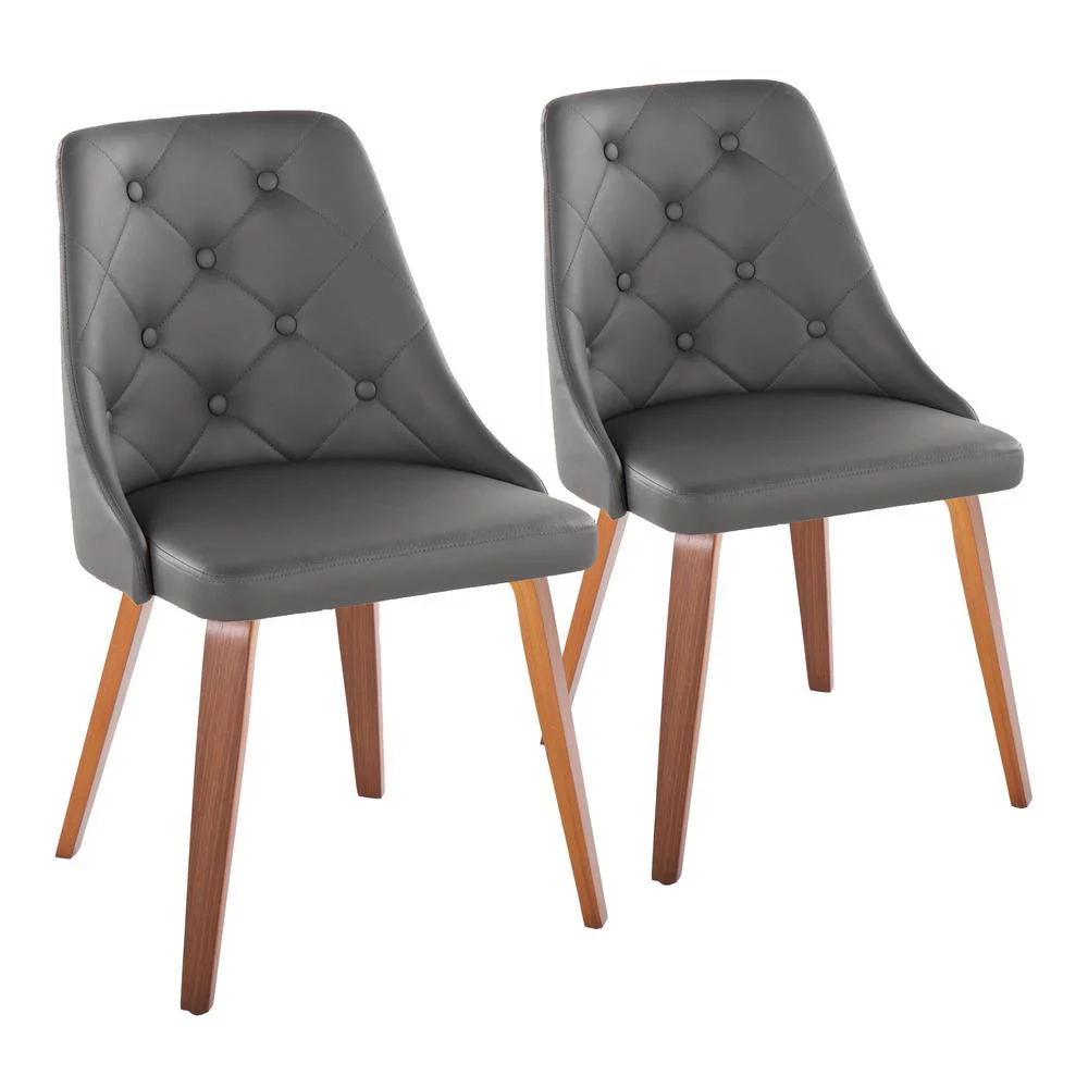 Carson Carrington  Ockelbo Dining Chair with Bent Wood Legs (Set of 2) Grey Faux Leather/Walnut Wood
