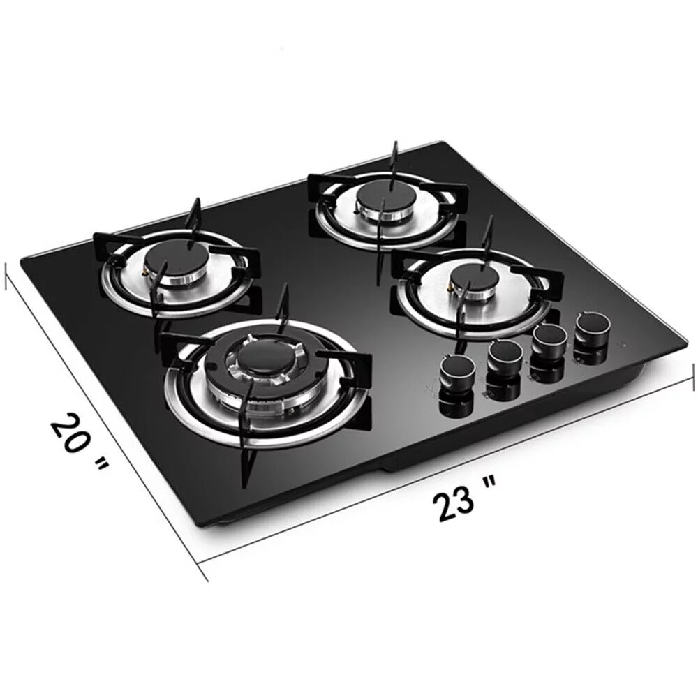 Miumaeov 4 Burner Gas Cooktops Built-In Cook Stove Kitchen LPG/NG Gas Hob with Adapter Electronic Ignition 23