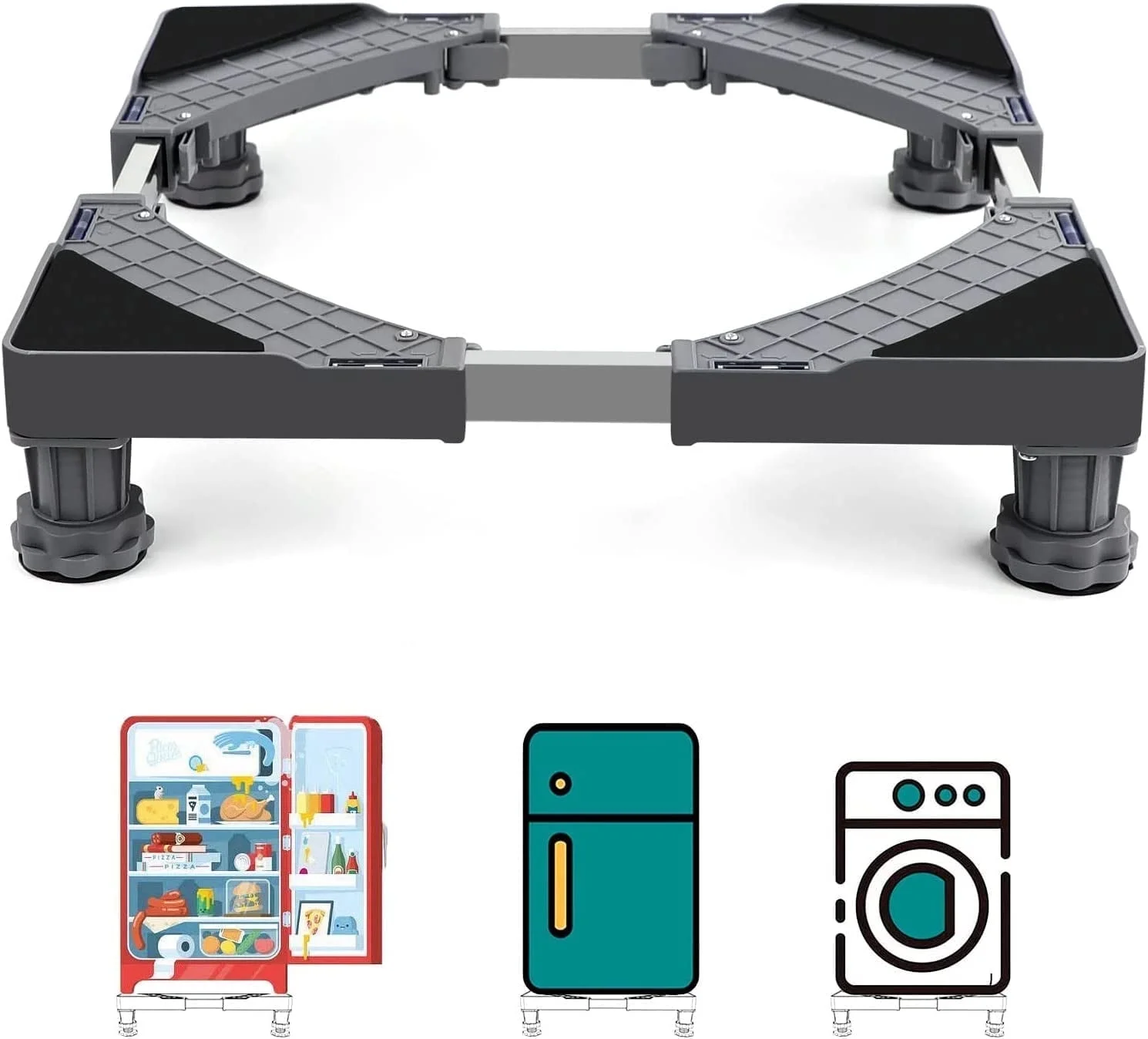 Mini Fridge Stand Washer Dryer Base Appliance Pedestal for Washing Machine Refrigerator wufu018 Plastic Stainless Steel