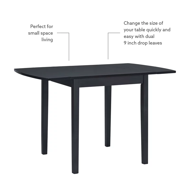Linon Ervin Wood Square Drop Leaf Table in Black