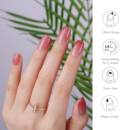 DANNI & TONI Semi Cured Gel Nail Strips Christmas Santa Claus Snowflakes Cat Eye Gel Nail Wraps 28 Stickers | Mistletoe Meow