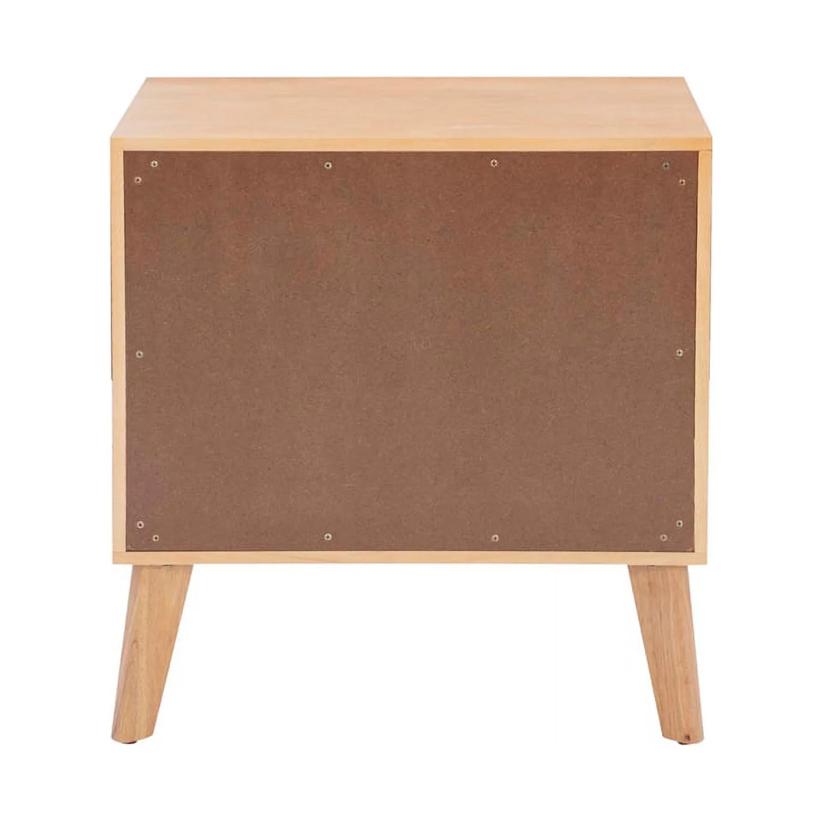 Linon Winnie Wood Nightstand 2 Drawers with Cane Front Panels in Natural Stain