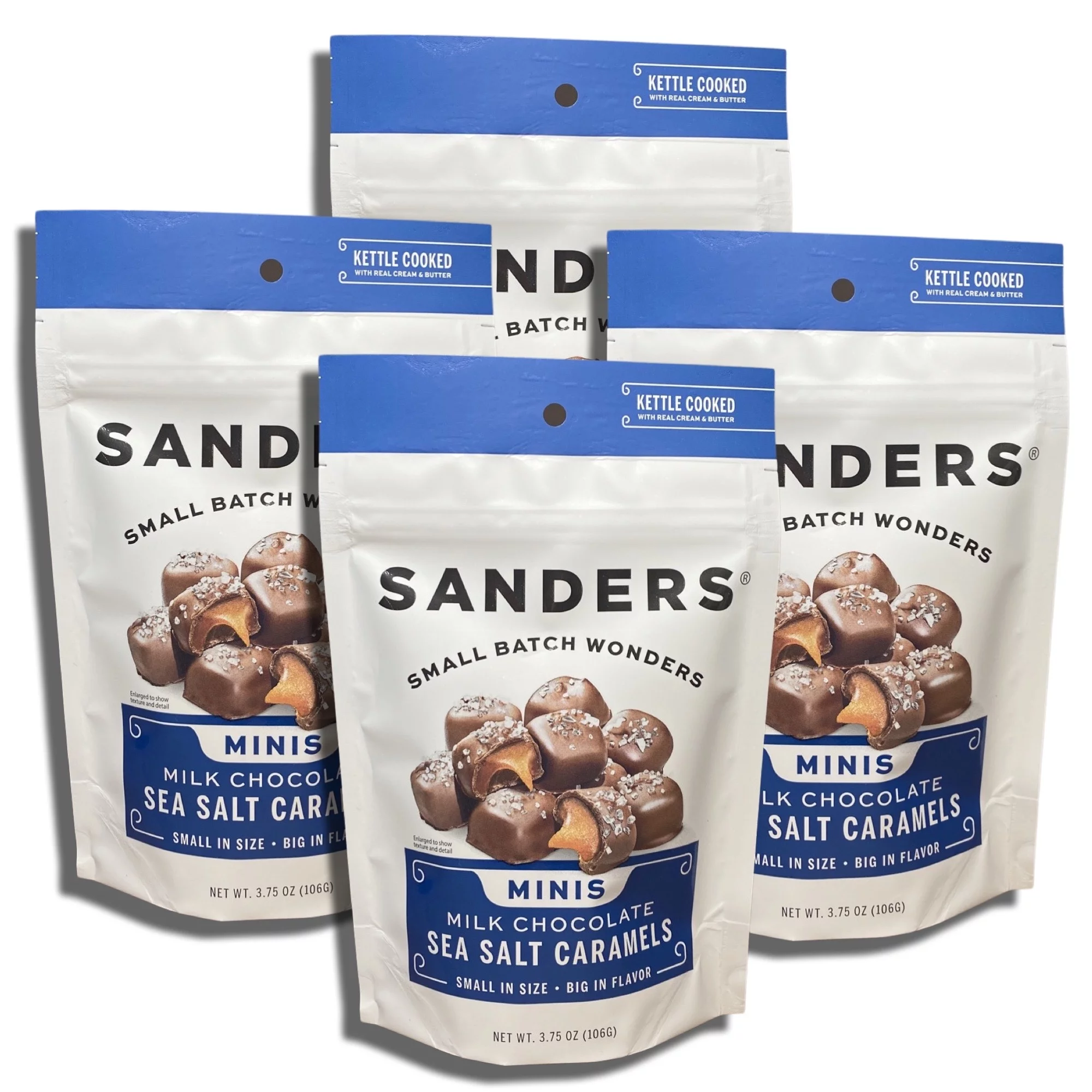Tribeca Curations | Small Batch Mini Chocolate by Sanders Bundled by Tribeca Curations | 3.75 Ounce Bag | Value Pack of 4 (Milk Chocolate Sea Salt Car