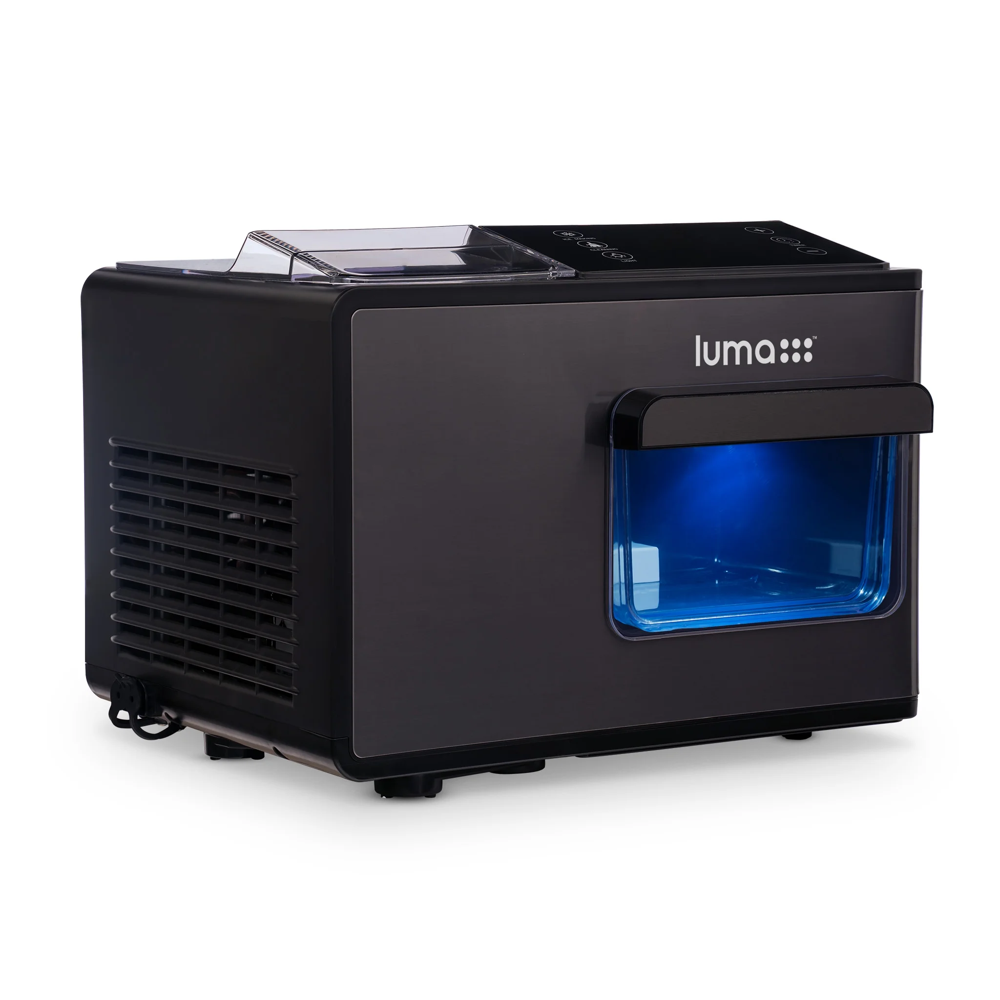 Luma Nugget Countertop Ice Maker, 44 lbs in 24 hours, Black Stainless Steel Ice Machine, Perfect for Home Bar, Kitchen Countertop, RV, Home Office