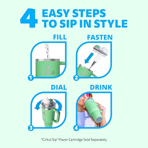 Cirkul 40oz. Carbon Stainless Steel Tumbler with Handle, All-Day StrawSip™, Double-Wall Insulated