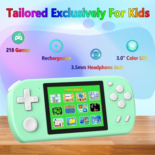 Handheld Games for Kids Built-in 218 Video Games, Portable Kids Travel Toys for Ages 4-13 with Rechargeable Battery 3.0