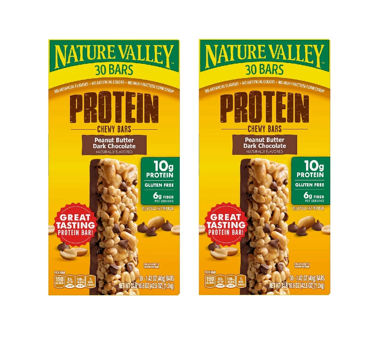 Nature Valley Protein Chewy Bars, Peanut Butter Dark Chocolate, 1.42 oz, 30 ct 2PK
