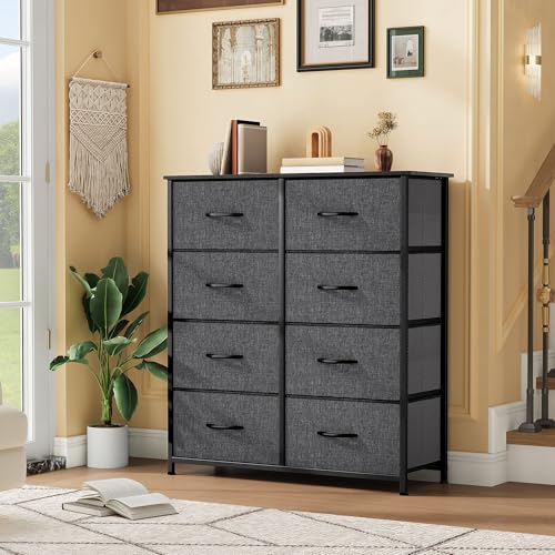 DWVO Dresser for Bedroom, Fabric Dresser with 8 Drawers, Chest of Drawers for Closet, Living Room