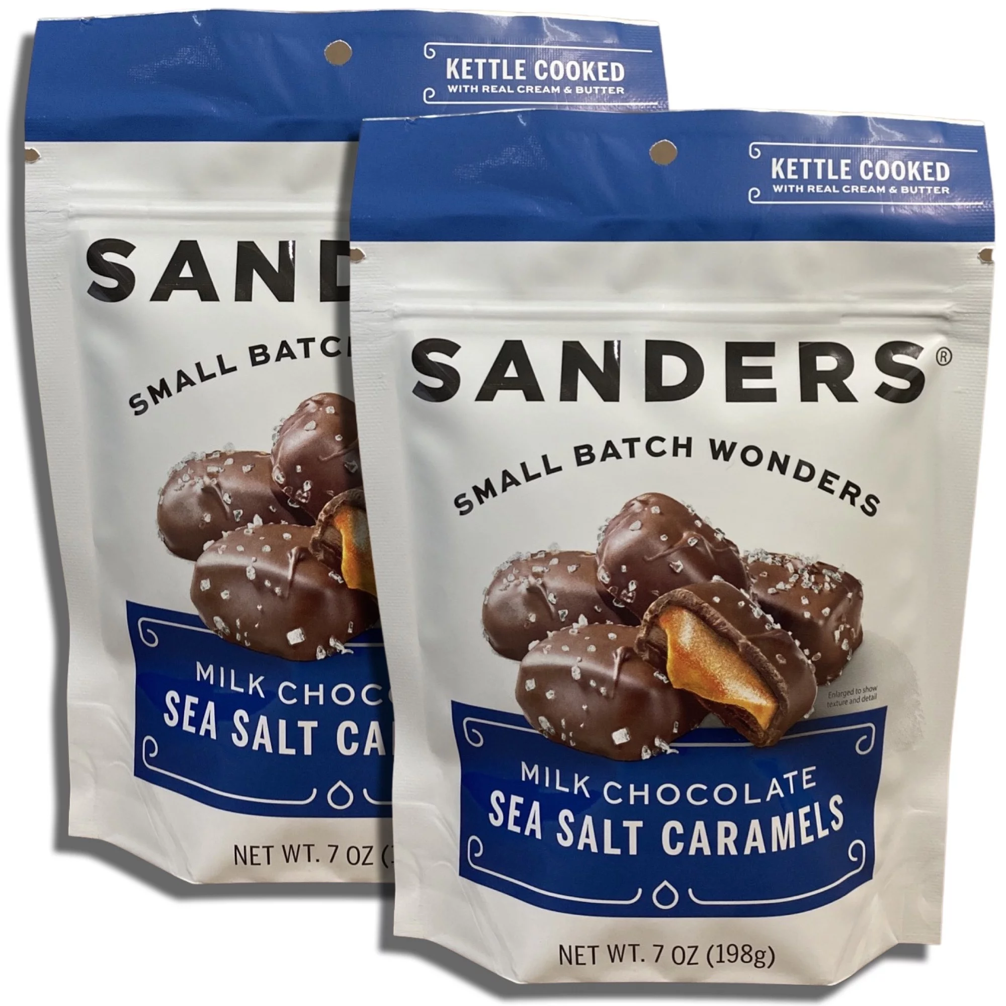 Tribeca Curations | Small Batch Chocolate by Sanders Bundled by Tribeca Curations | 7 Ounce Bag | Value Pack of 2 (Milk Chocolate Sea Salt Caramels)