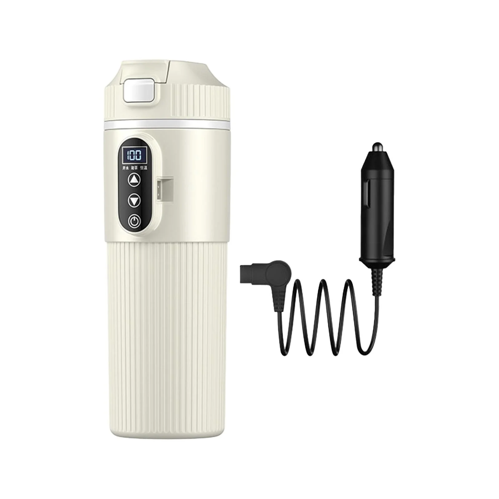 Car Heating Cup Warm Bottle Car Kettle for Beverage Milk Heated Outdoor White