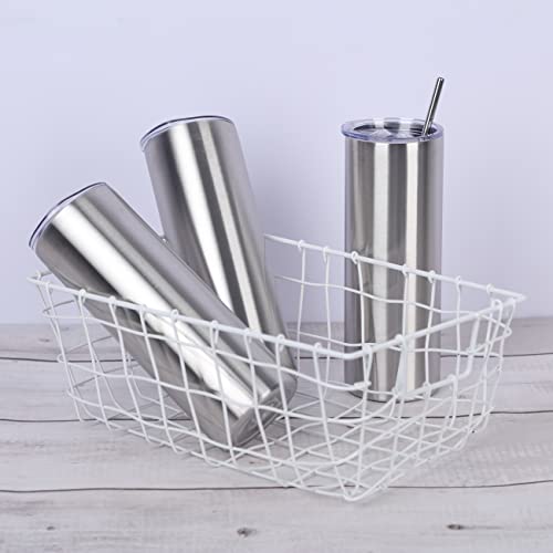 20 Oz Stainless Steel Straight Skinny Tumbler Set (8 Pack), Insulated Slim Thin Travel Cup with Lid, Black