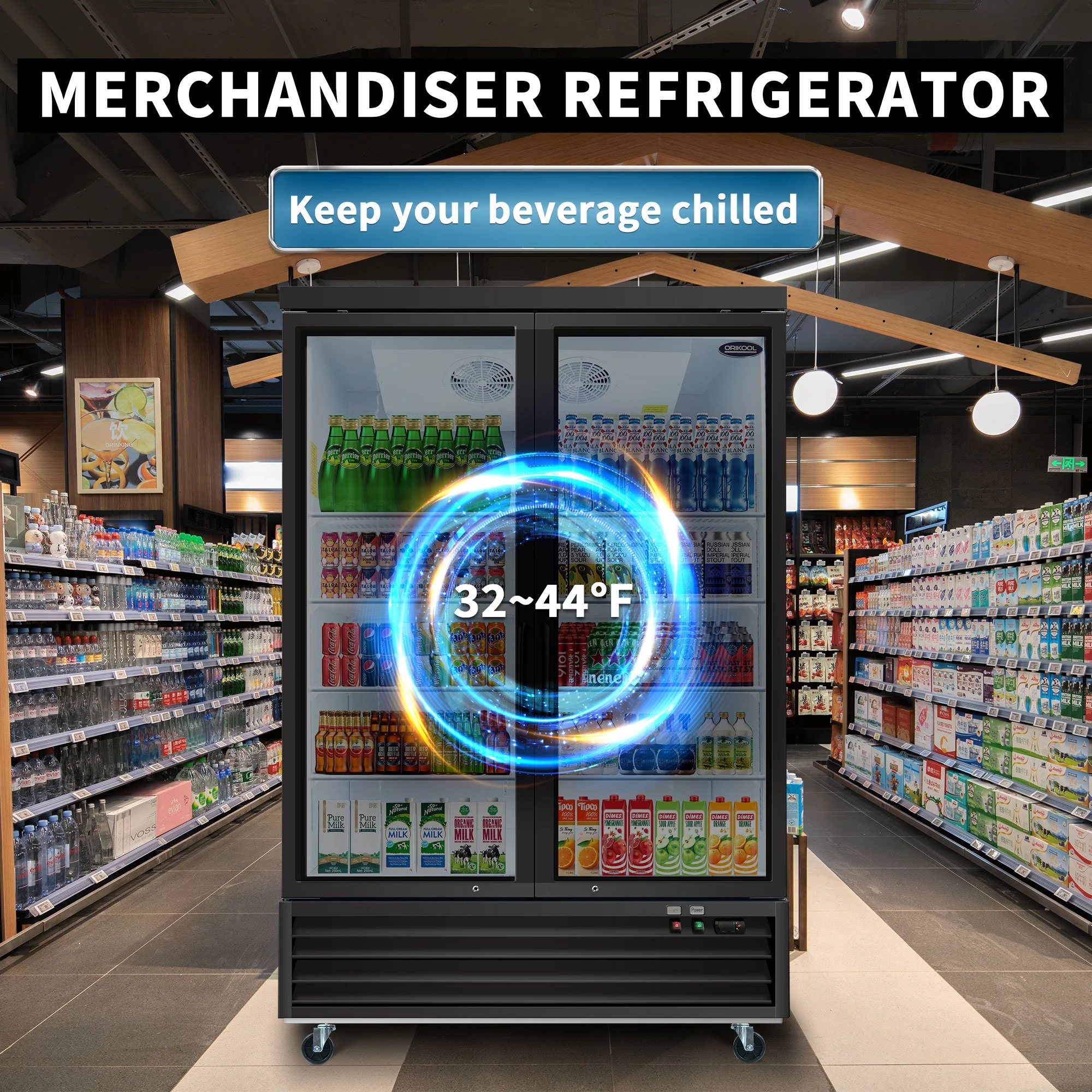 Glass Door Merchandiser Refrigerator - 44.7 Cu.ft - Keep Products Fresh & Visible