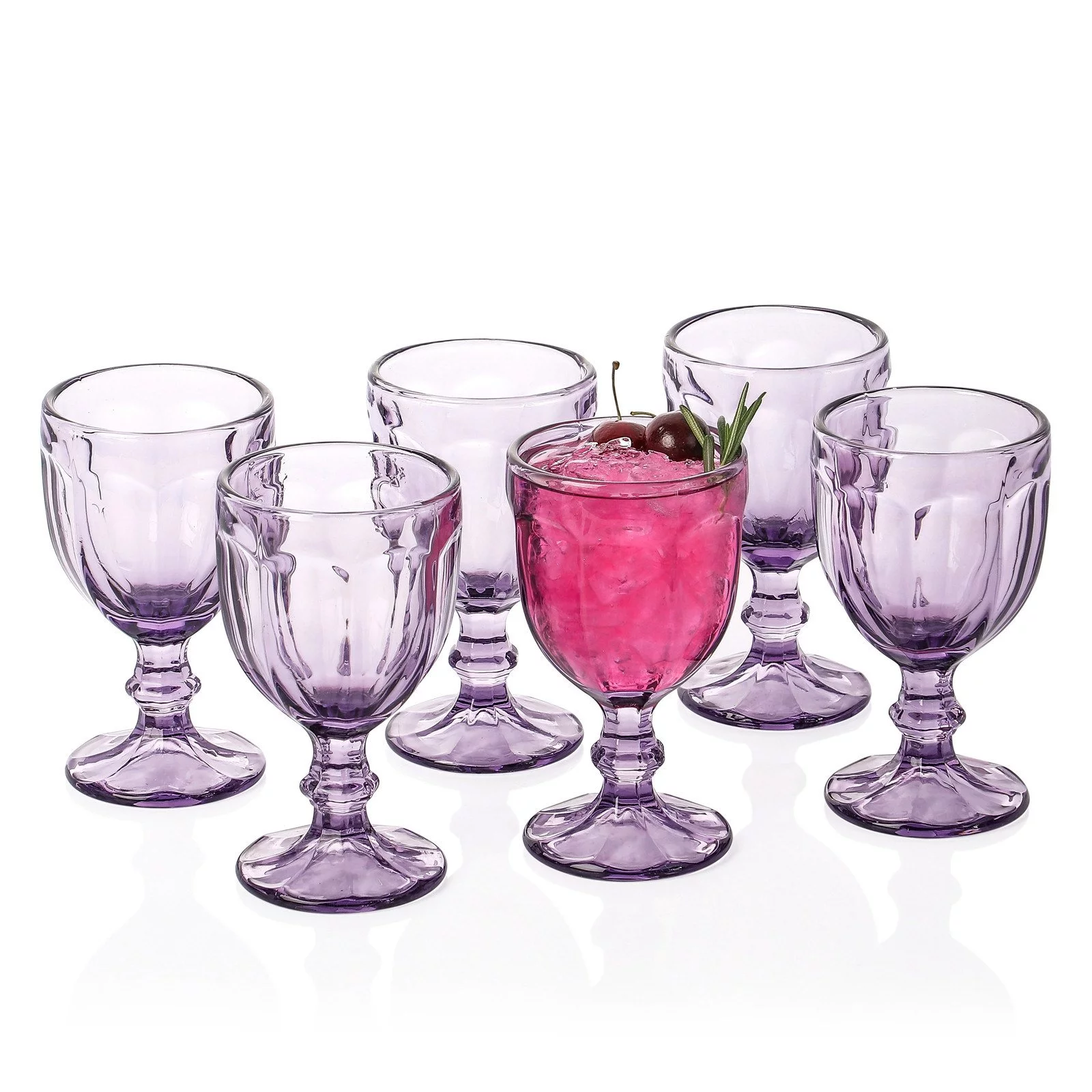 Octagon Stem Beverage Glass Goblets Blue-Purple