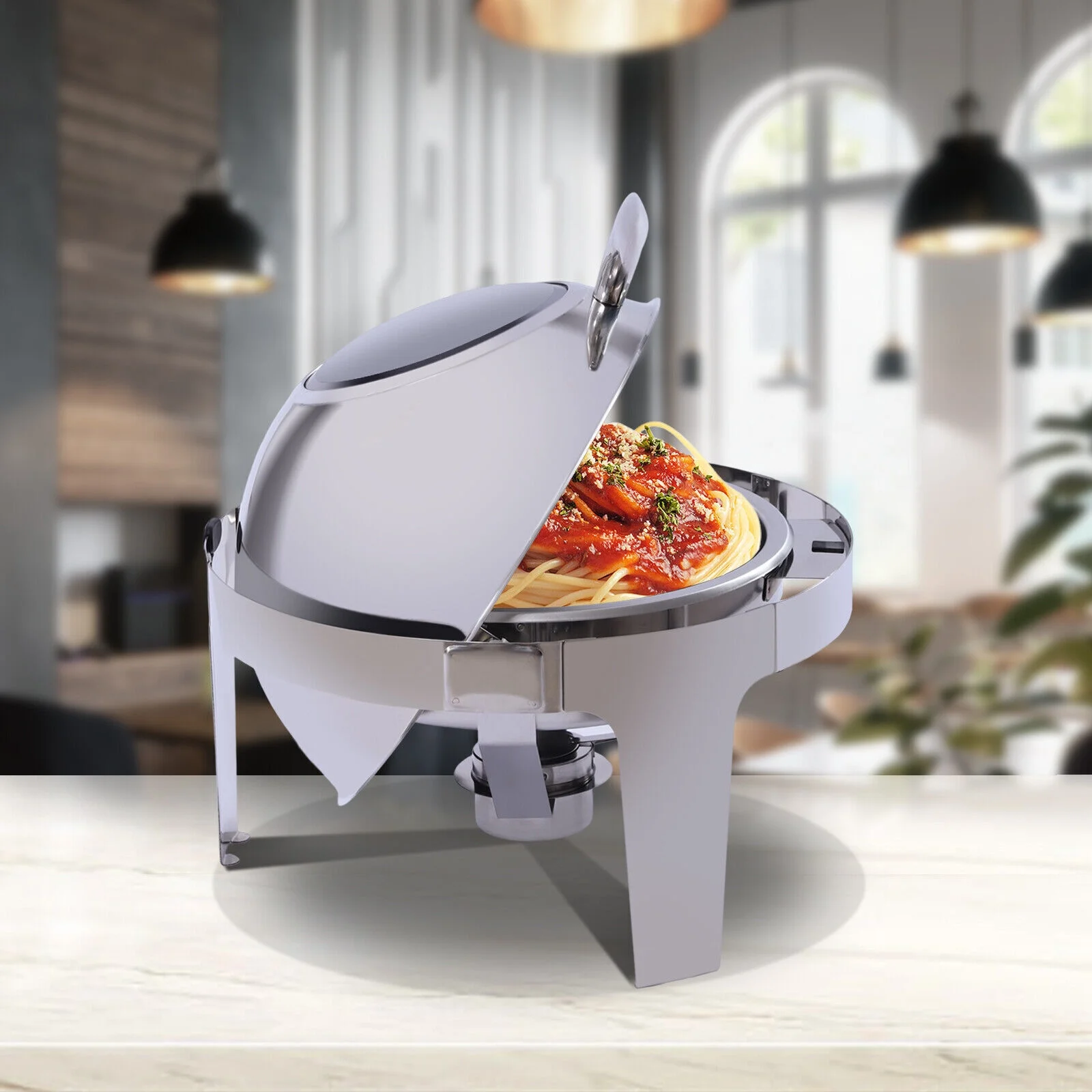 400W Electric Roll Top Chafing Dish Buffet Food Warmer Stainless Steel 55-85℃