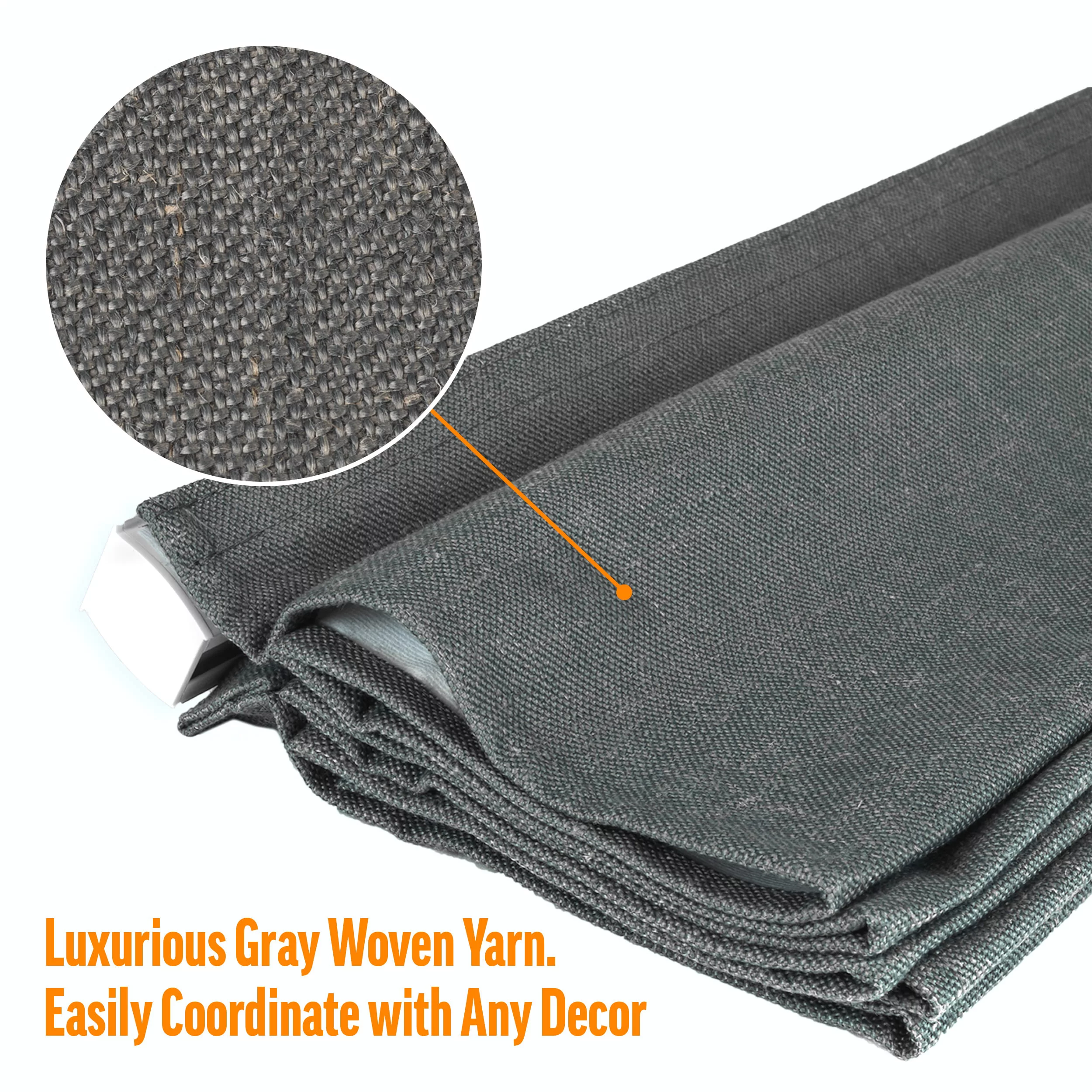 Biltek Gray Roman Shades Total Blackout Window Blinds Inside/Outside Mount Thermal Washable Fabric  23