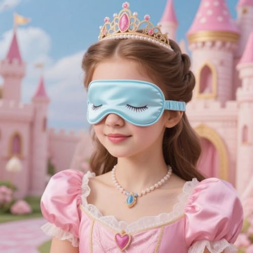 Mulberry Natural Silk Sleep Mask for Women & Men with Elastic Strap, Super Soft Sleeping Eye Mask, Size M, (Blue)