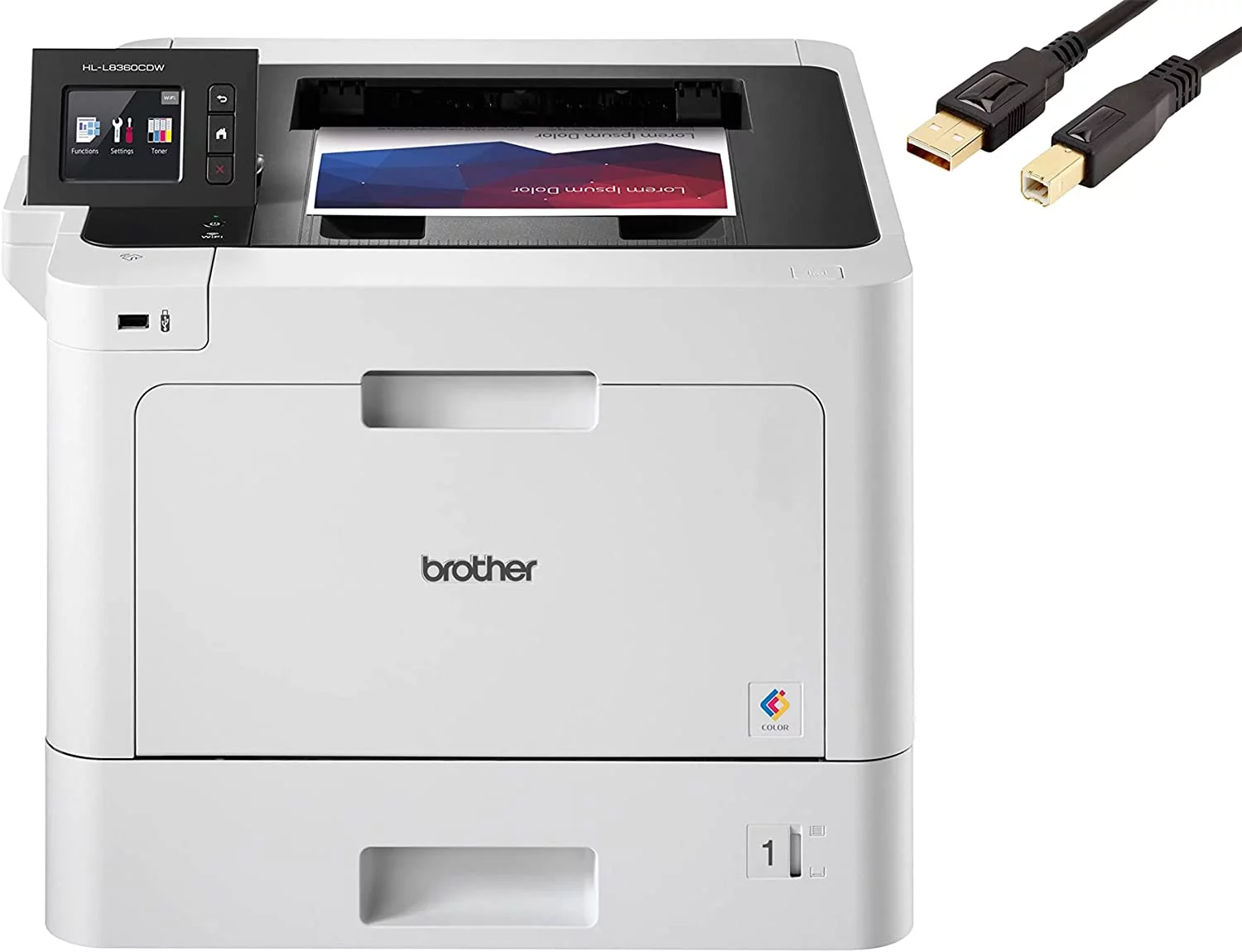 Brother HL-L8360CDW Business Color Laser Printer,33 ppm, 2.7” Color Touch LCD, Auto 2-Sided Printing, Ethernet, NFC Connectivity, Free USB Printer Cable