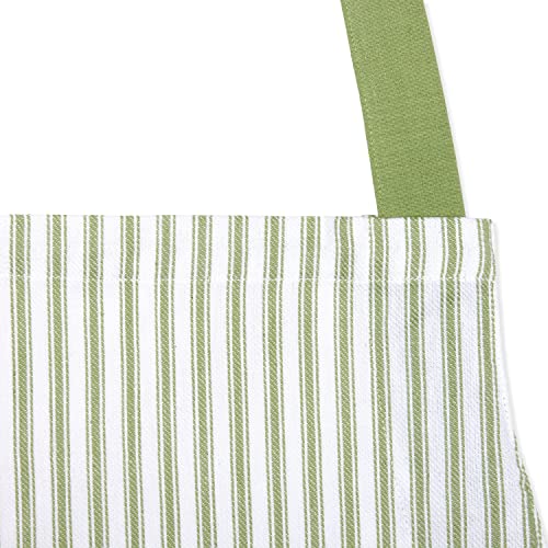 Cackleberry Home Red and White Ticking Stripe Woven Cotton Bib Apron Pocket Adjustable Strap