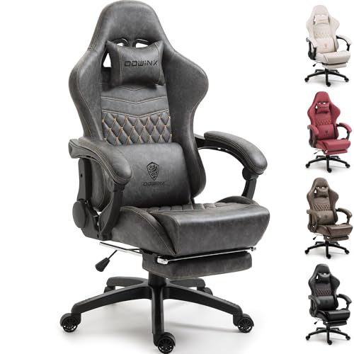 Dowinx Gaming Chair Big and Tall, Ergonomic Computer Chair with 4D Armrests and Footrest Massage Lumbar Support, High Back Comfortable Gamer Chair for Adults 350Lbs PU Leather for Office Game, Black