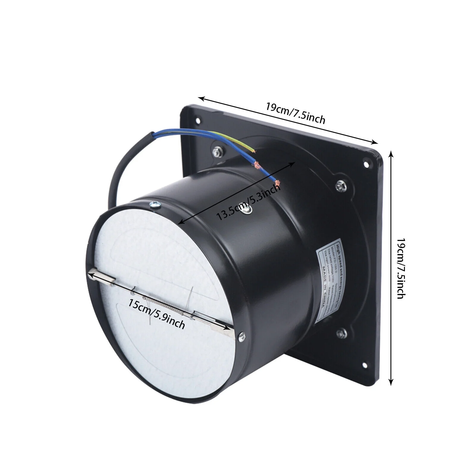 Wall-Mounted Square Blower Ventilation Extractor Fan with 7 Stainless Steel Blade