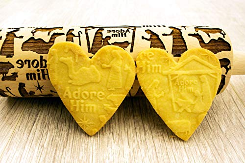 CHRISTMAS GIFTS EMBOSSING ROLLING PIN laser engraved with Christmas symbols CHRISTMAS GINGERBREAD COOKIES