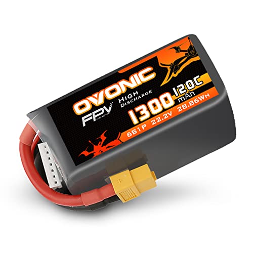 OVONIC 6s Lipo Battery 120C 1600mAh 22.2V Lipo Battery with XT60 Connector for RC FPV Racing Drone Quadcopter