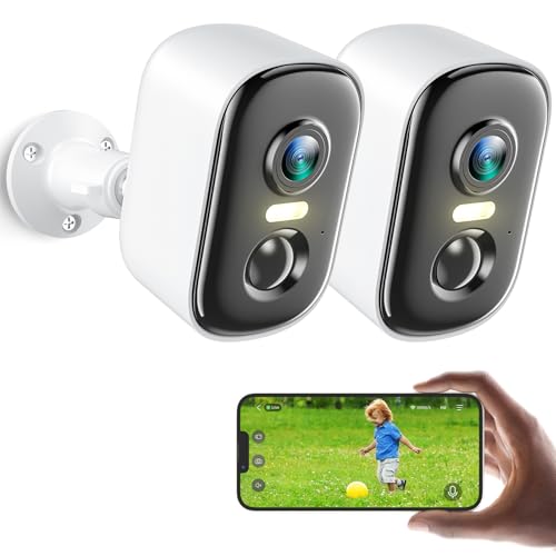 Outdoor Security Camera Wireless, 2K Battery Powered WiFi Cameras for Home Security with AI Motion Detection, Color Night Vision, Siren Alarm, 2-Way Talk, IP66 Waterproof, Cloud/SD Storage (4 Pack)