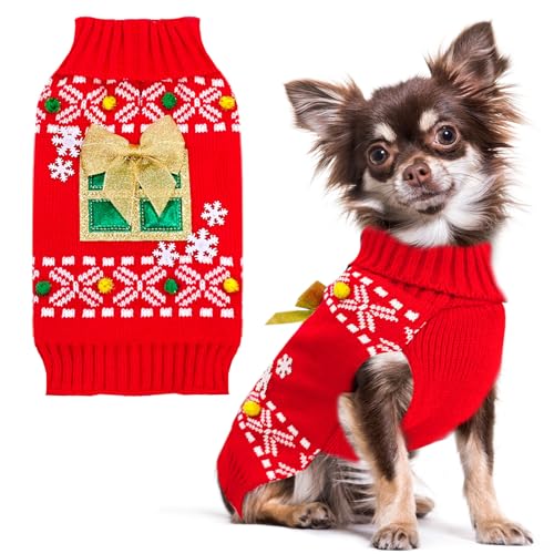 PETCARE Brown Reindeer Dog Sweater Christmas Vest Ugly Snow Xmas Puppy Costume Pet Holiday Warm Fall Winter Clothes for Small Medium Large Dogs Cats Pullover Sweaters Outfits
