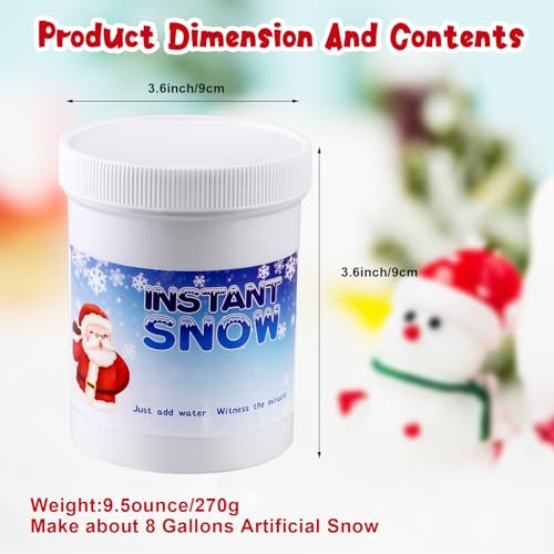 Instant Snow Fake Snow Powder-Make 6-8 Gallons of Artificial Snow, Instant Snow Powder Instant Snow Packets Magic Snow Perfect for Winter Decoration, Holiday and Winter Crafts and Artificial Snow Play