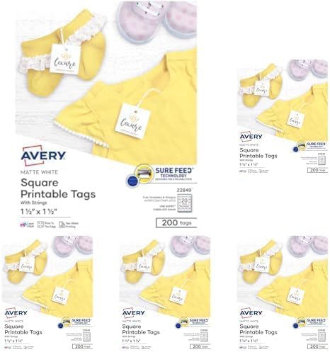 Avery Square Printable Tags, Sure Feed Technology, 1.5