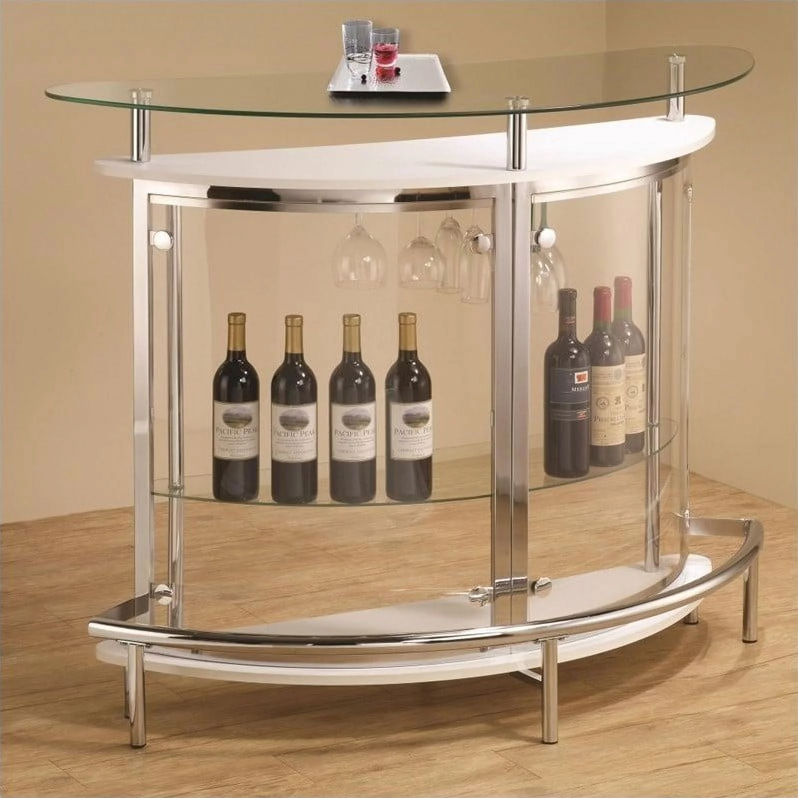 Home Square 3 Piece Set with Home Bar Unit with Clear Acrylic Front and 2 Chairs