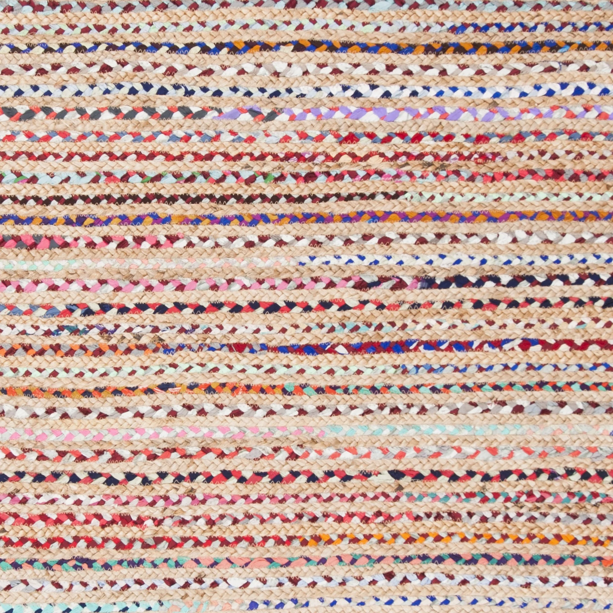 SAFAVIEH Cape Cod Jaylen Braided Striped Jute Area Rug, 8' x 10', Natural/Multi