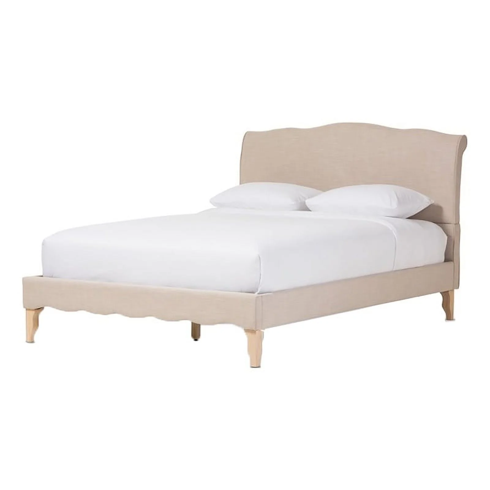 Bowery Hill Modern Upholstery Fabric Queen Platform Bed in Beige