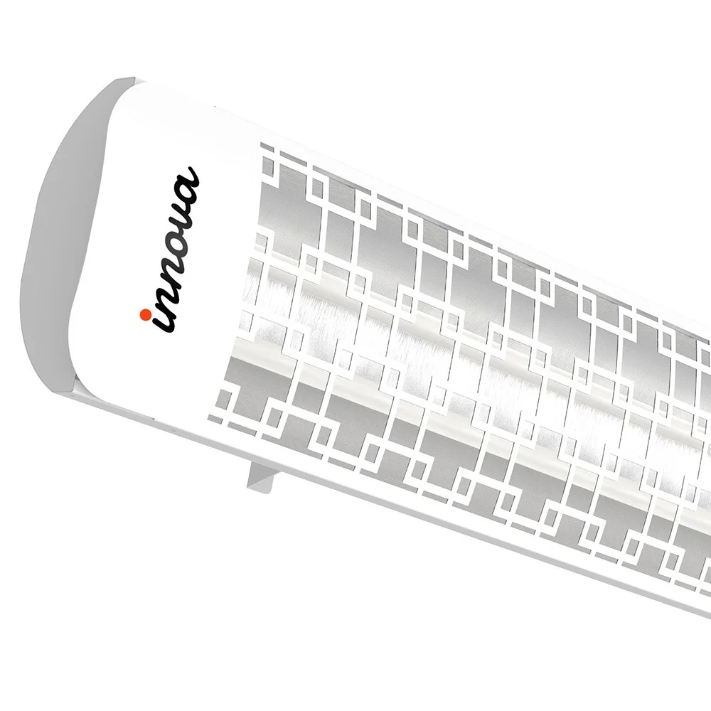 Innova-4000 Watt Electric Infrared Dual Element Heater-480 Voltage-White Finish-Brix Decorative Fascia-Outdoor Wall Mount Electric Heater-EF40480W5