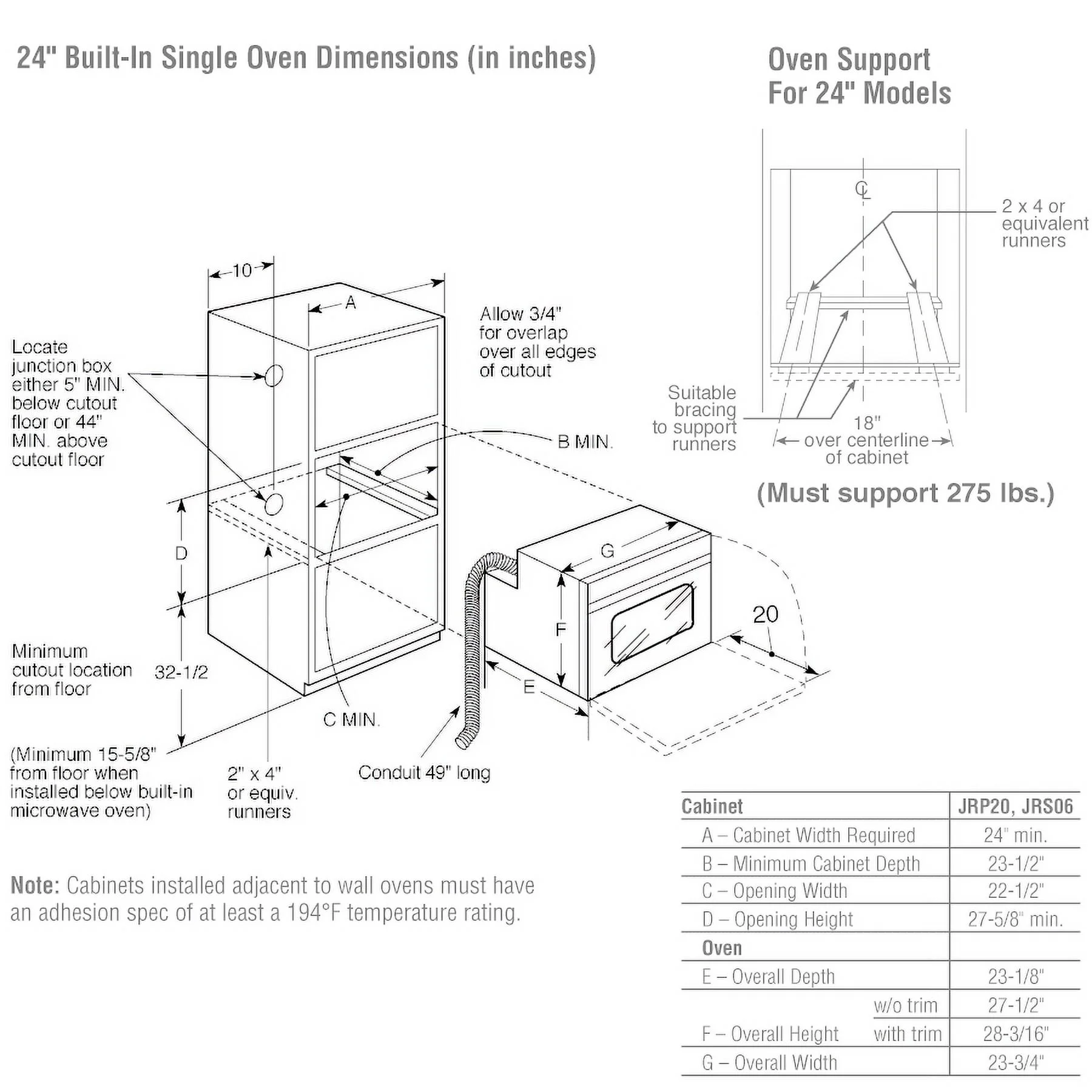 GE APPLIANCES JRP20WJWW GE(R) 24 Electric Single Self-Cleaning Wall Oven