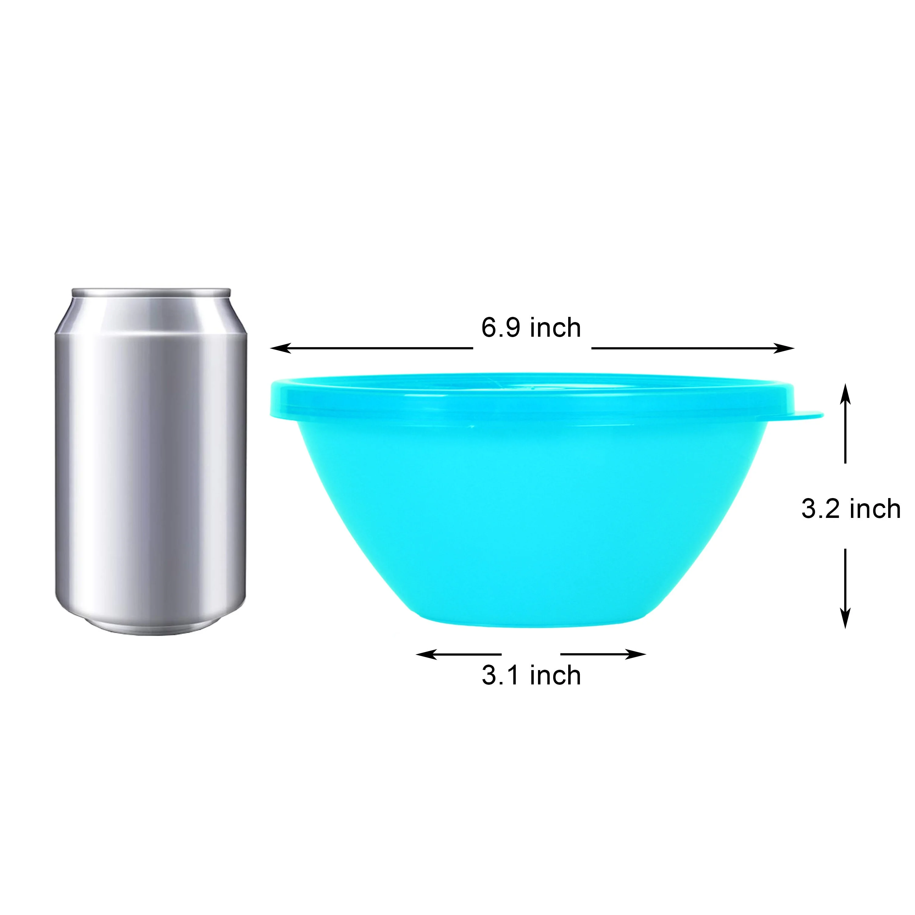 32 Ounce Plastic Bowls with Lids, Large Cereal Bowls, Large Soup Bowls, Food Storage Containers, Set of 9 in 9 Assorted Colors YE390.913