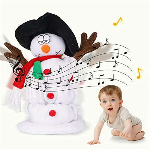 SdeNow Twerking Christmas Snowman Santa Singing Dancing Snowman Santa Claus Animated Plush Toys,6 English Christmas Songs