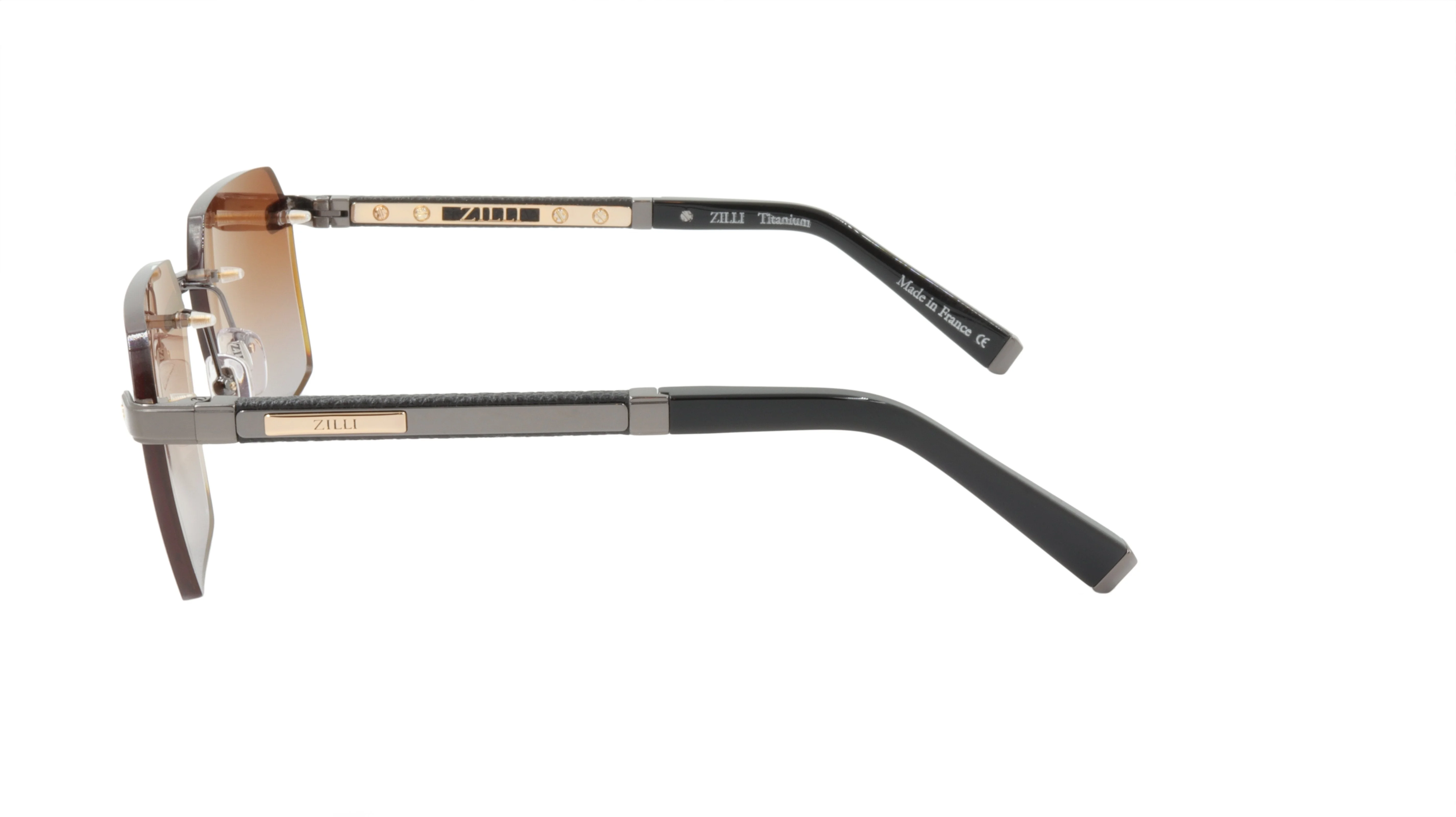 ZILLI Sunglasses Titanium Acetate Leather Gradient France Handmade ZI 65039 C03