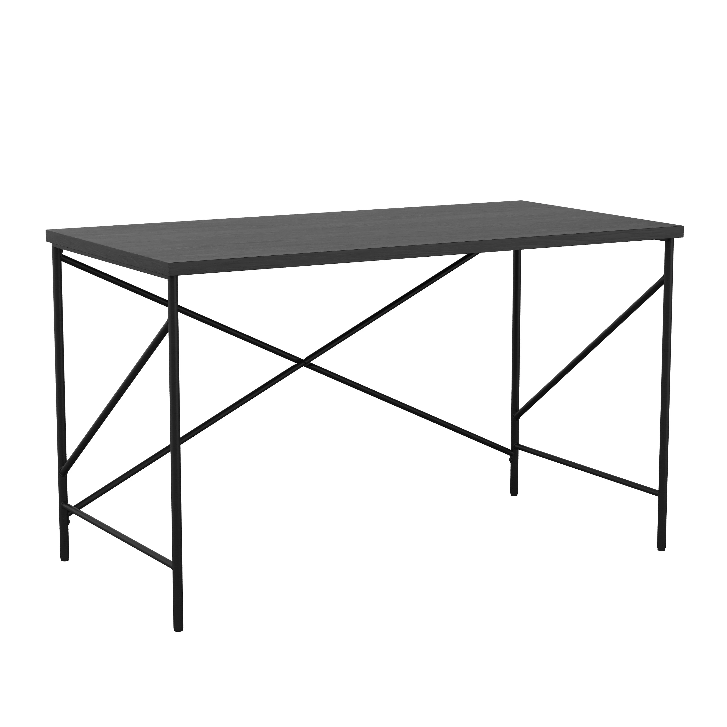Martha Stewart Maddox Home Office Parsons Desk in Black Wood Grain with Oil Rubbed Bronze Metal X-Frame