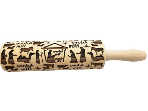 CHRISTMAS GIFTS EMBOSSING ROLLING PIN laser engraved with Christmas symbols CHRISTMAS GINGERBREAD COOKIES