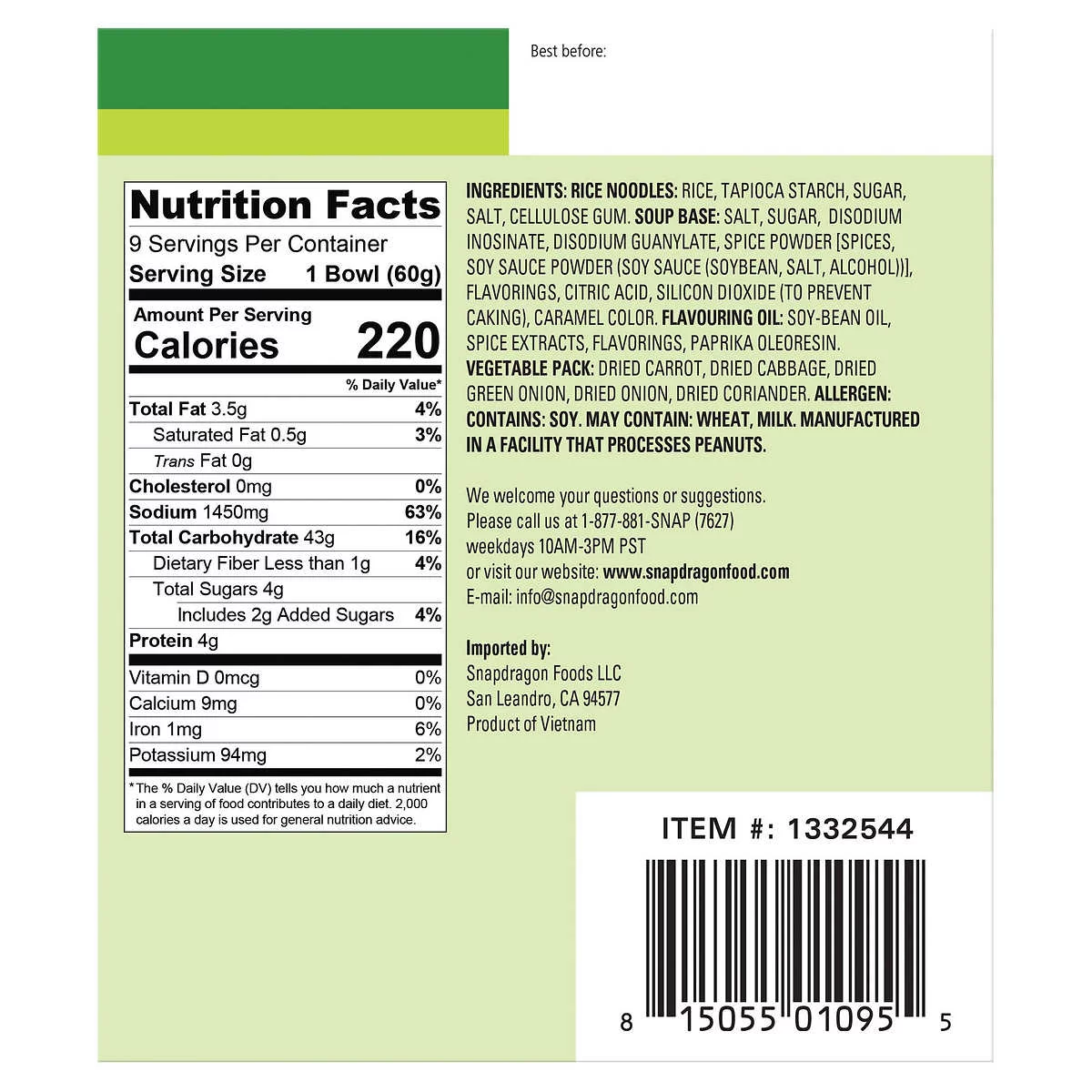 Snapdragon Vietnamese Pho Bowls 2.3 oz - 9 Bowls