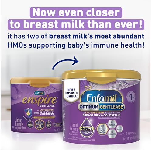 Enfamil Optimum Gentlease Baby Formula, Our Closest Formula to Breast Milk For Fussiness, Crying, Gas & Spit-up, Immune-Supporting Lactoferrin also found in Breast Milk, 19.5 Oz