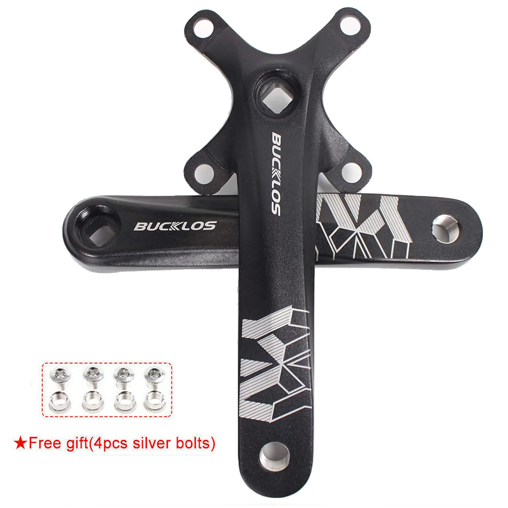 BUCKLOS 104mm BCD Mountain Bike Crank Arm, 170mm Aluminum 7075 Black MTB Square Taper Crank, Fit Shimano SRAM FAS Single Chainring, Fit 8-11 Speed Chain.