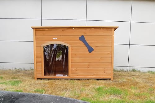 Wooden Doghouse for Small, Medium, Large Dogs, Waterproof, Outdoor/Indoor Kennel,Puppy Shelter with Elevated Floor (Natural, M)