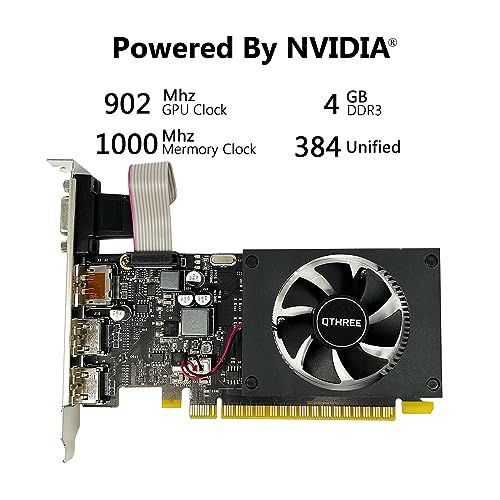 QTHREE GeForce GT 730 4GB DDR3 Low Profile Graphics Card, 2X HDMI, DP, VGA, PCI Express 2.0 x8,Gaming Video Card,Computer GPU for PC