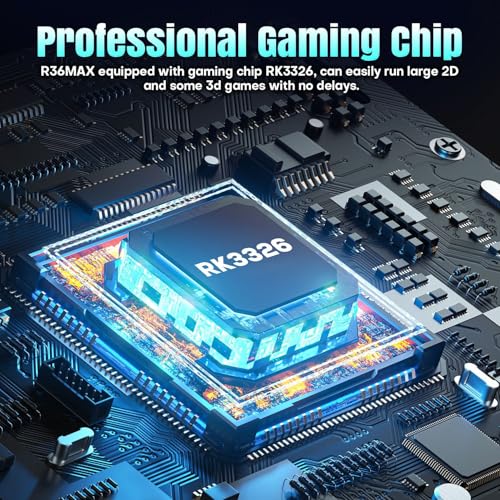 R36MAX Upgraded Retro Gaming Console,4.0 inch IPS Screen,Linux System with Professional RK3326 Gaming Chip, Retro Handheld Game Console Built-in 18000+ Games,4000mAh Large Battery (Transparent Black)