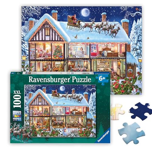 Ravensburger - Christmas at Home - 100 Piece Jigsaw Puzzle - Traditional Chalet Decorated for The Holidays - Large Puzzle Pieces for Kids - Premium Quality - Ages 6+