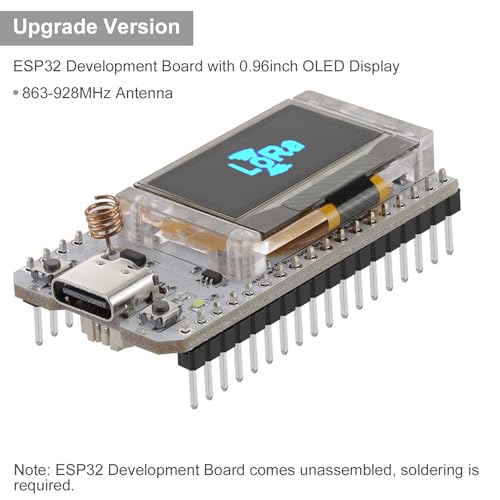 MakerFocus ESP32 LoRa V3 Development Board with Protective Case and 915MHz Antenna, Integrated WiFi Bluetooth SX1262 CP2102 0.96-inch OLED Display Type C for Meshtastic IoT Arduino Intelligent Scene